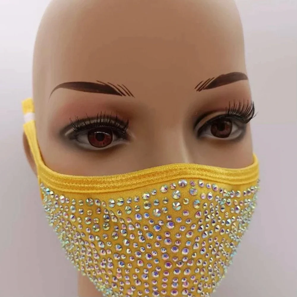 KIDS YELLOW Rhinestone Bling Face Mask